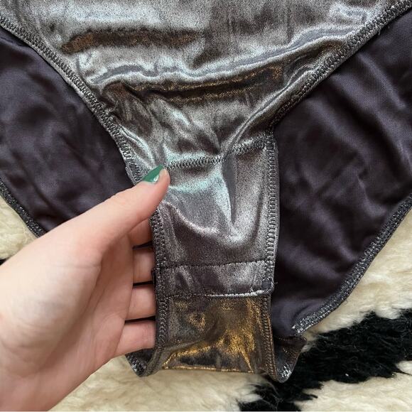 Halston Heritage Halter Neck Deep V Bodysuit in Gunmetal - Picture 5 of 9